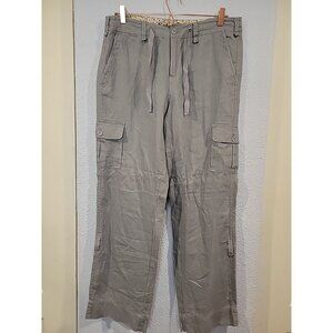 Womens Monroe & Main Linen Lola Cargo Pants Size 10 Gray